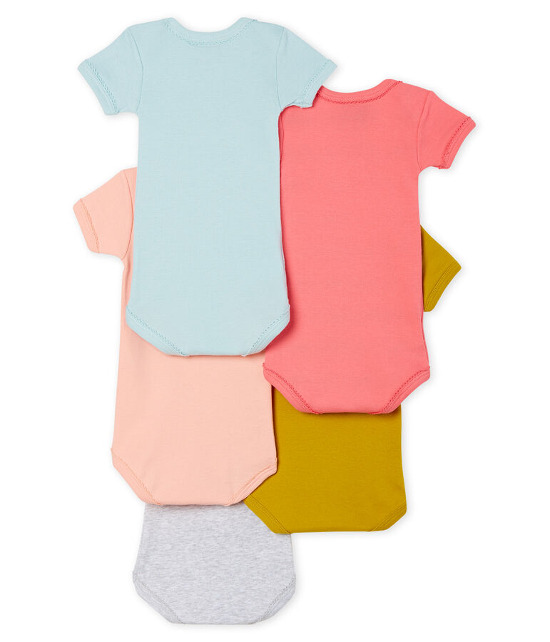 Lot de 5 bodies manches courtes b&eacute;b&eacute; fille multicouleur