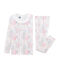Pyjama petite fille coupe très ajustée en côte blanc MARSHMALLOW/blanc MULTICO