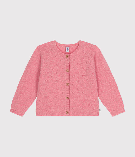 Cardigan en tricot contenant de la laine enfant fille rose ROSELINE CHINE