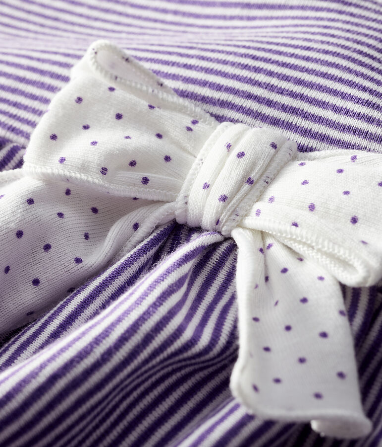 Robe b&eacute;b&eacute; fille milleraies violet REAL/blanc MARSHMALLOW