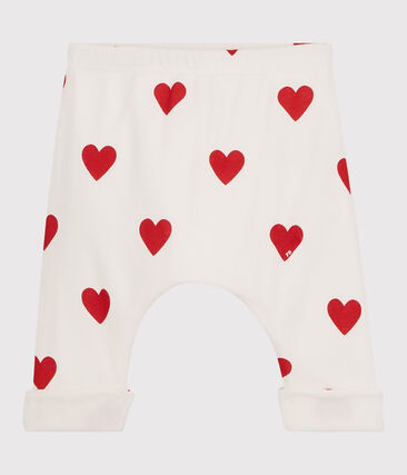 Pantalon bébé cœurs rouges en coton biologique