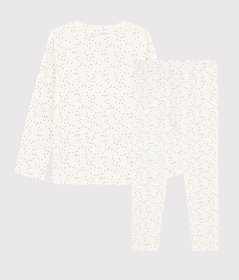 Pyjama pois multico petite fille en coton biologique blanc MARSHMALLOW/blanc MULTICO