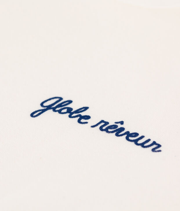 T-shirt col rond  s&eacute;rigraphi&eacute; en coton Femme blanc