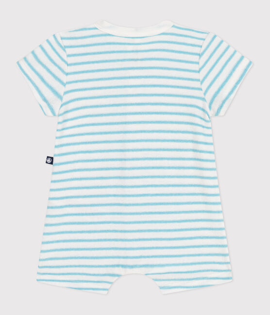 Combicourte bébé en coton éponge rayée bleu MARSHMALLOW/ AQUATIC