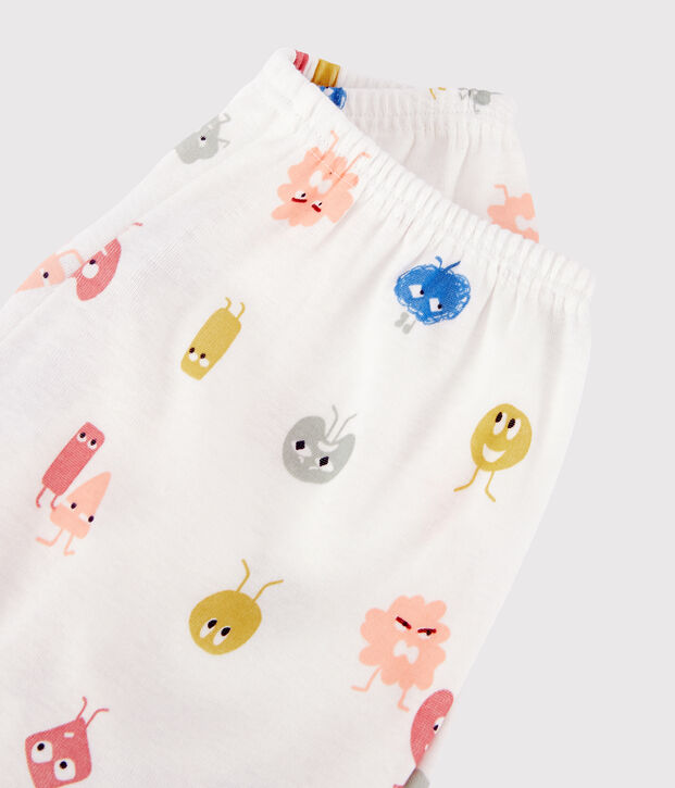 Pyjacourt &eacute;motions en coton lyocell enfant blanc/multicouleur