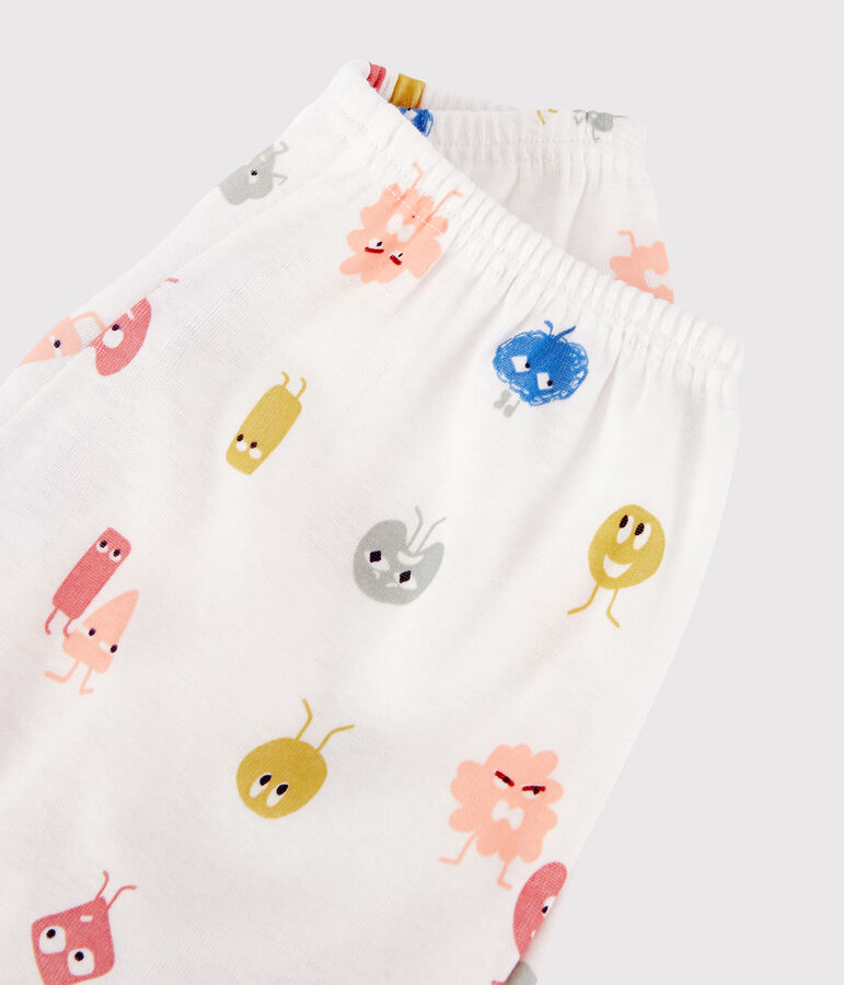 Pyjacourt &eacute;motions en coton lyocell enfant blanc MARSHMALLOW/blanc MULTICO