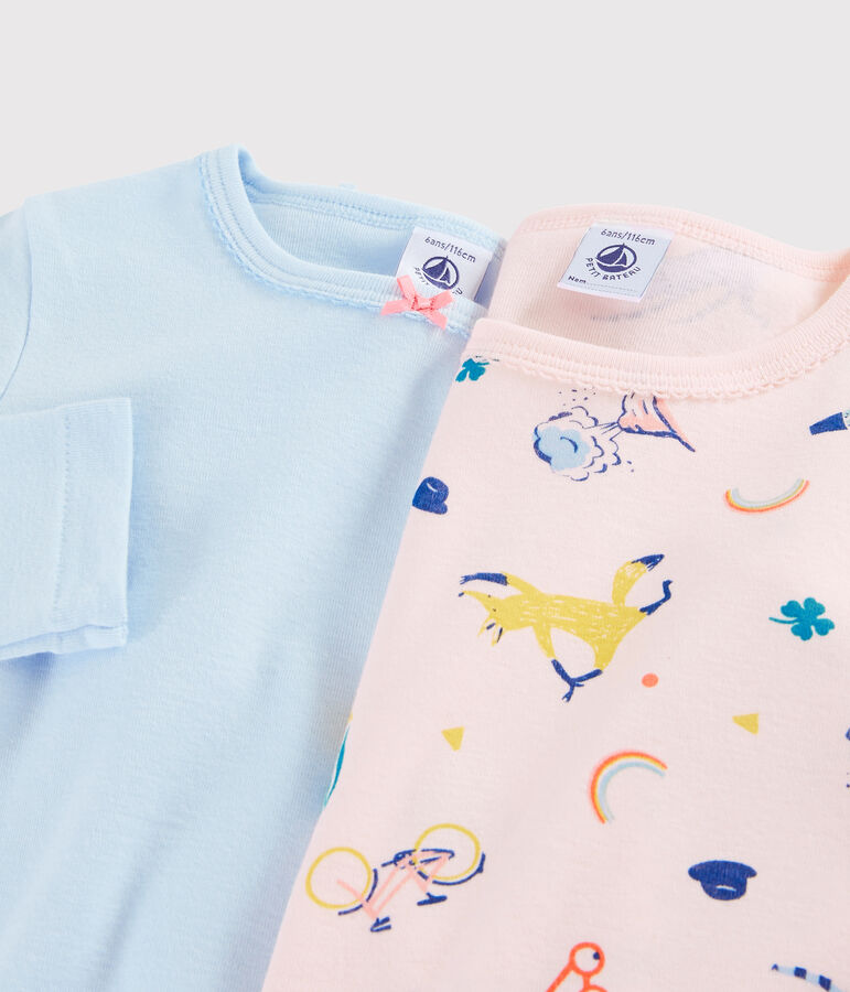 Lot de 2 tee-shirts manches longues animaux yoga petite fille multicouleur