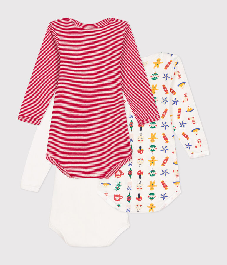 Lot de 3 bodies manches longues Noel en coton b&eacute;b&eacute; variante 1