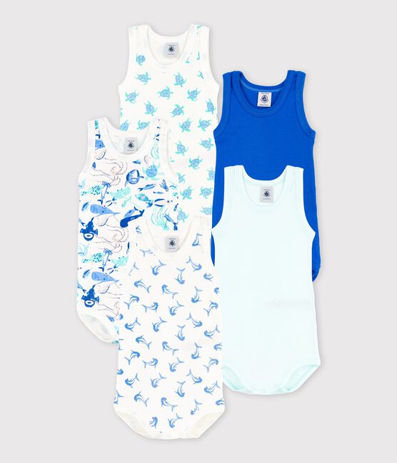 Lot de 5 bodies sans manches fond marin bébé variante 1