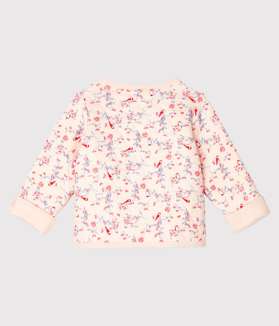 Cardigan bébé en tubique matelassé rose FLEUR/blanc MULTICO