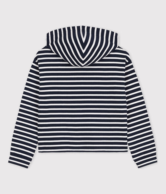 Sweatshirt à capuche en coton Femme bleu SMOKING/blanc MARSHMALLOW