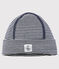 Bonnet naissance anti-ondes en jersey double face bleu SMOKING/blanc ECUME