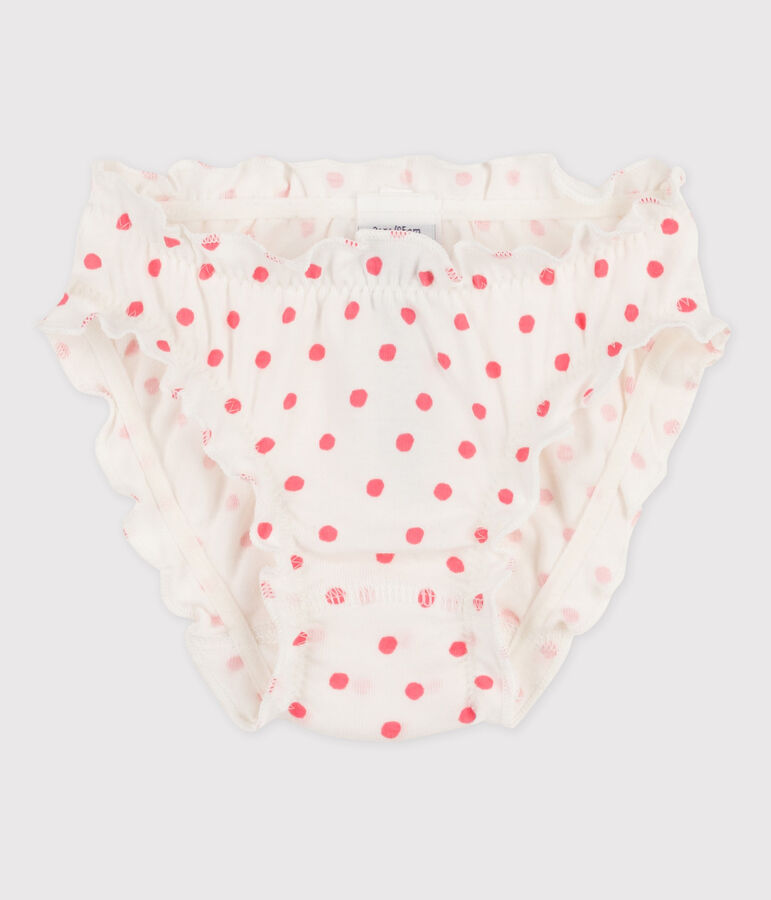 Culotte petite fille en coton blanc/rose