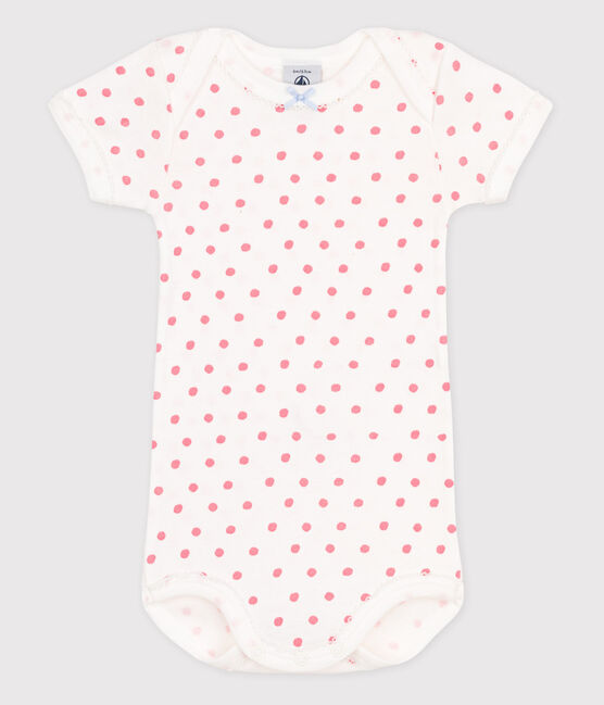 Body manches courtes bébé blanc MARSHMALLOW/rose GRETEL