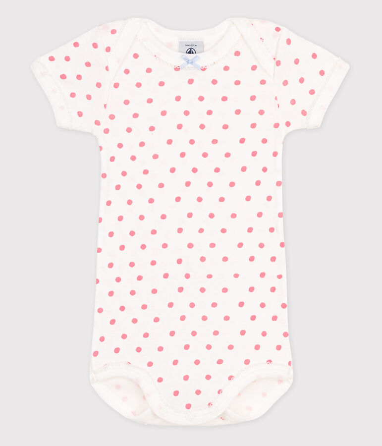 Body manches courtes b&eacute;b&eacute; blanc MARSHMALLOW/rose GRETEL
