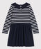 Robe manches longues bimatière enfant fille bleu SMOKING/ ARGENT