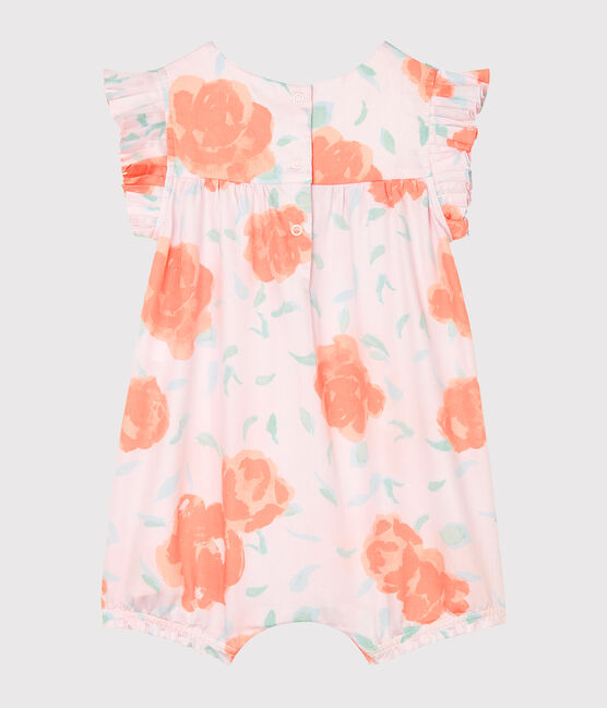 Combicourt bébé fille en satin imprimé rose VIENNE/blanc MULTICO