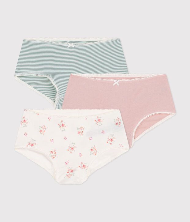 Lot de 3 shorties fleur en coton enfant multicouleur
