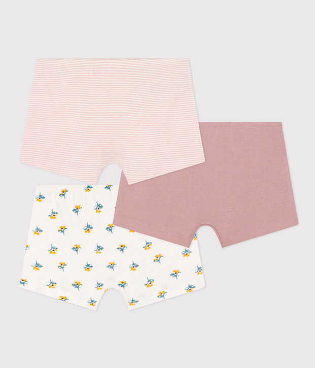 Lot de 3 shorties fleur en coton petite fille multicouleur