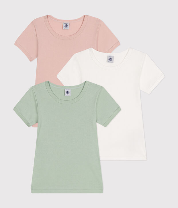 Lot de 3 tee-shirts &agrave; manches courtes unis en coton enfant multicouleur