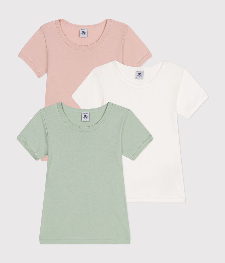 Lot de 3 tee-shirts &agrave; manches courtes unis en coton enfant variante 1