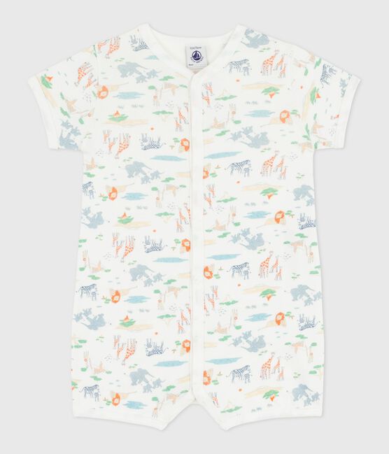 Combinaison courte bébé en coton imprimé animaux blanc MARSHMALLOW/blanc MULTICO