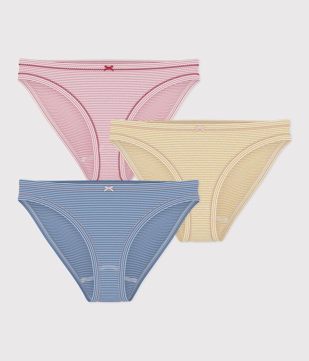 Lot de culottes femme en coton &agrave; rayures multicouleur
