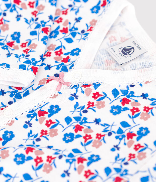 Pyjama b&eacute;b&eacute; en coton fleuri blanc/multicouleur