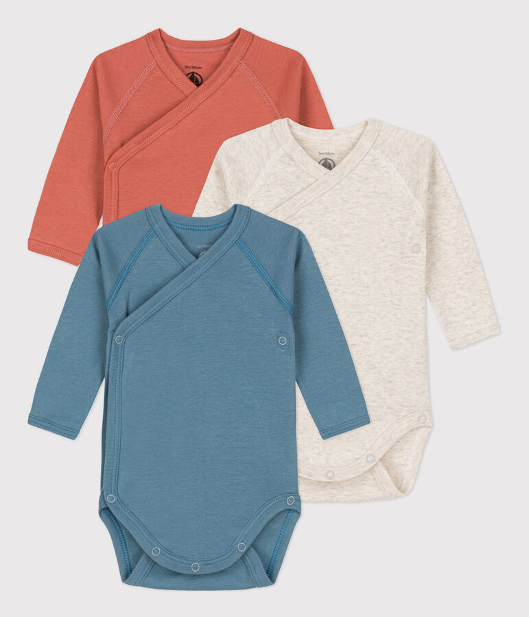 Lot de 3 bodies manches longues b&eacute;b&eacute; en coton multicouleur