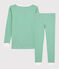 Pyjama snugfit à rayures vertes petit garçon en coton biologique vert GAZON/blanc MARSHMALLOW