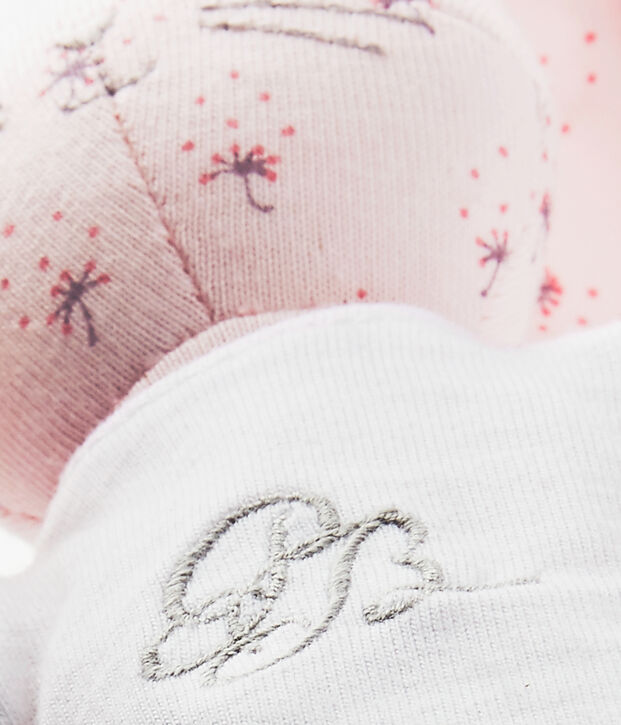 Doudou lapin imprim&eacute; rose/multicouleur
