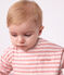 Tee-shirt b&eacute;b&eacute; en coton manches longues &agrave; rayures rose/&eacute;cru