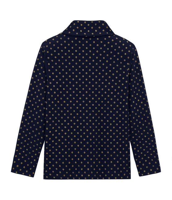 Sous pull enfant fille à pois bleu SMOKING/jaune DORE