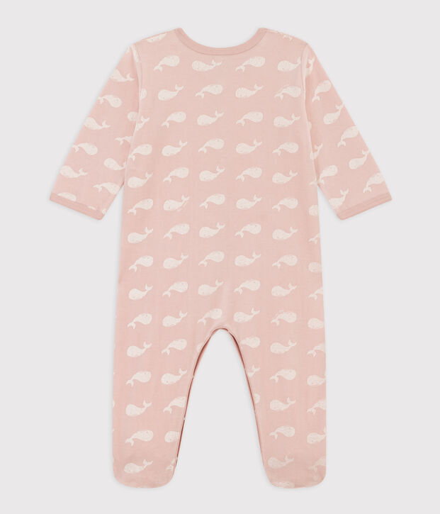 Dors-bien baleines roses en velours rose/blanc