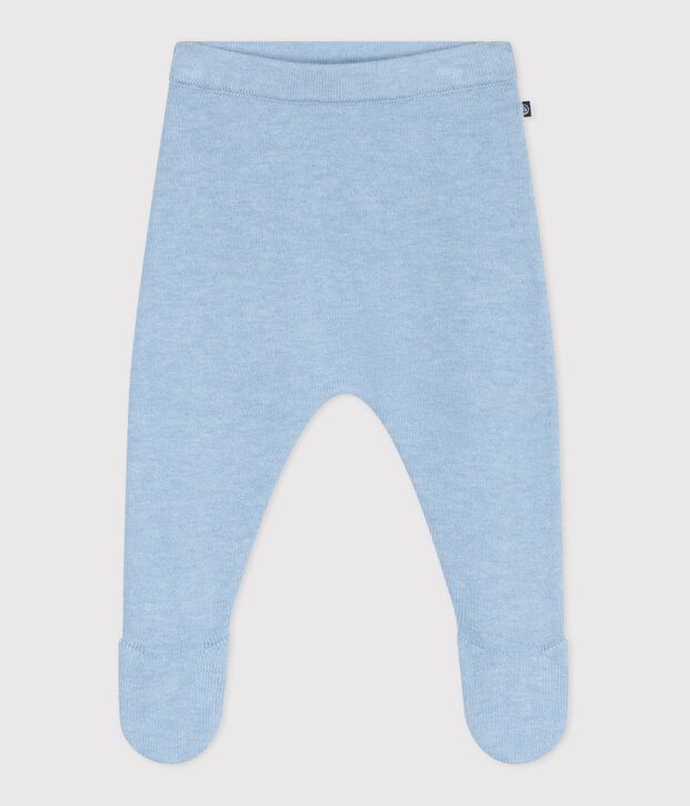 Pantalon b&eacute;b&eacute; en tricot laine et coton bleu clair