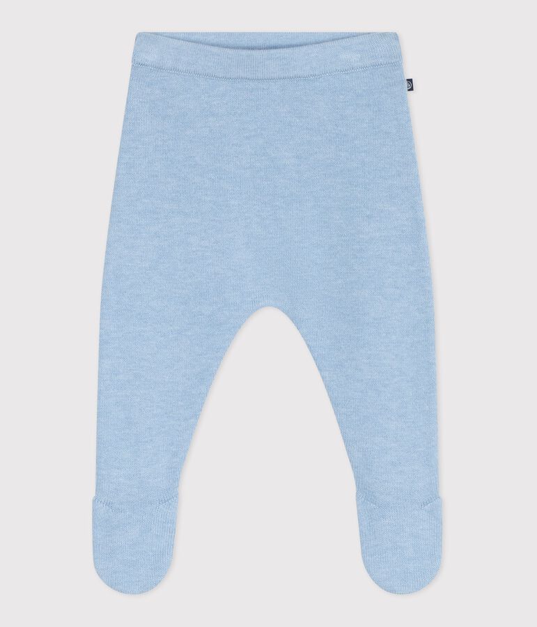 Pantalon b&eacute;b&eacute; en tricot laine et coton bleu FLO