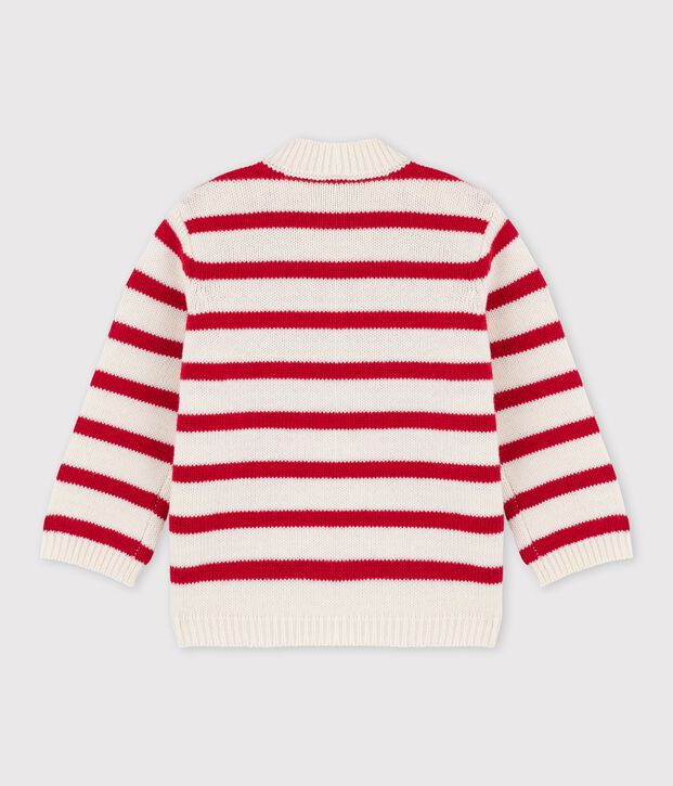 Pull en jersey b&eacute;b&eacute; blanc/rouge