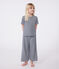 Pyjama enfant en coton manches courtes et jambes amples à rayures bleu SMOKING/blanc MARSHMALLOW