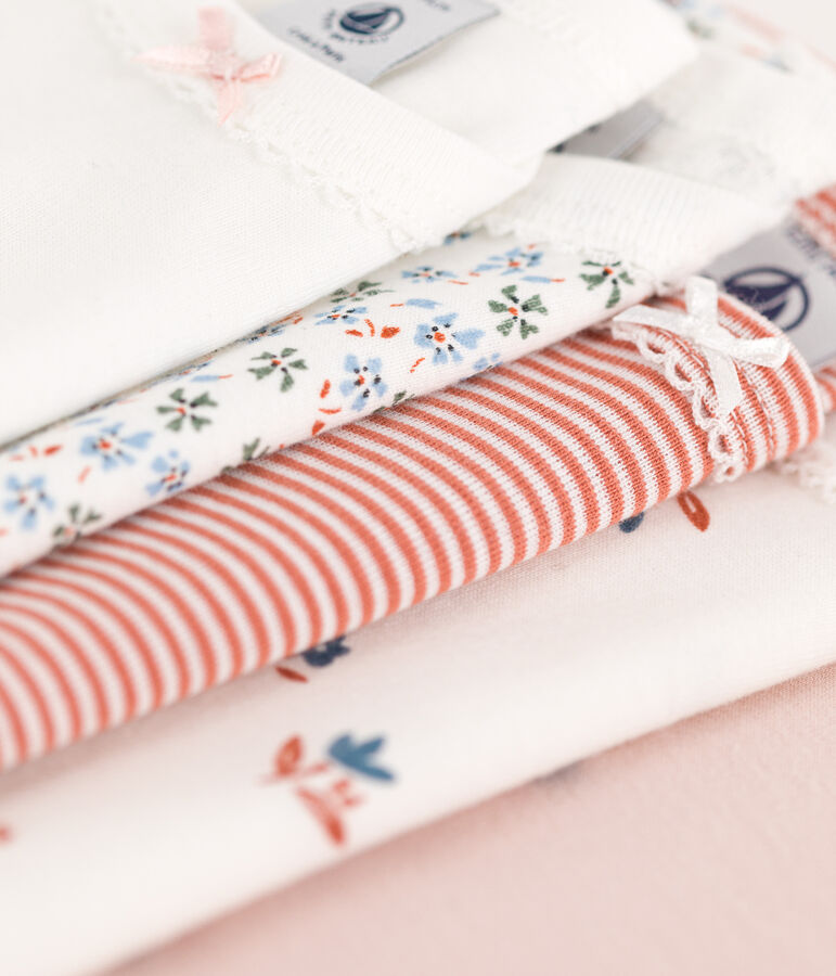 Lot de 5 bodies manches longues fleur b&eacute;b&eacute; en coton multicouleur