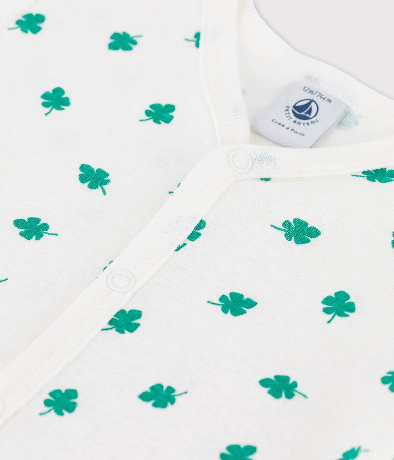 Combicourt b&eacute;b&eacute; imprim&eacute; v&eacute;g&eacute;tal en lin et coton blanc MARSHMALLOW/vert GAZON