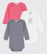 Lot de 3 bodies à rayures manches longues coton biologique