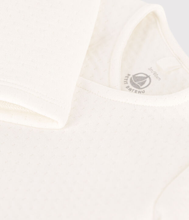 Cardigan en tubique matelass&eacute; en coton b&eacute;b&eacute; blanc