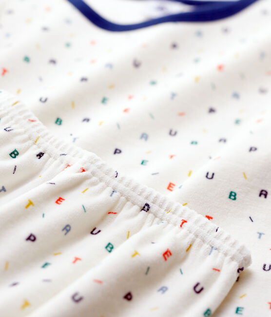 Pyjama imprimé lettres multicolores en velours blanc MARSHMALLOW/blanc MULTICO