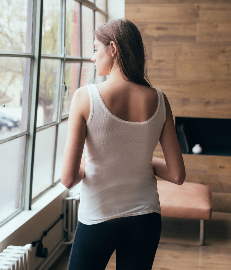 D&eacute;bardeur femme c&ocirc;te 2x2 blanc MARSHMALLOW