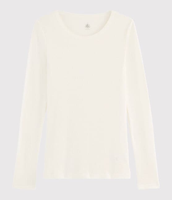T-shirt laine et coton Femme blanc MARSHMALLOW