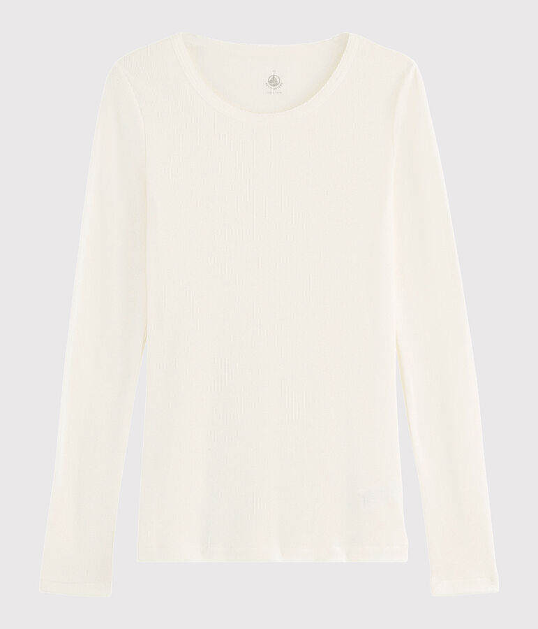 T-shirt en laine et coton Femme blanc