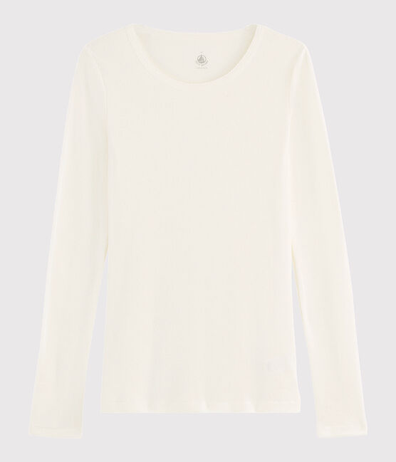 T-shirt en laine et coton Femme blanc MARSHMALLOW