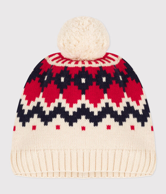 Bonnet jacquard en laine enfant garçon-fille blanc AVALANCHE/ MULTICO