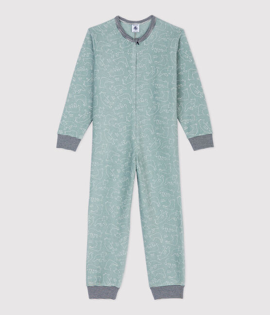 Combinaison ours en bouclette éponge grattée enfant SEDUMBLUE/ MARSHMALLOW