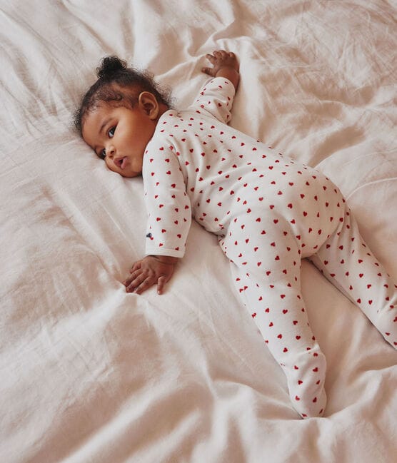 Pyjama bébé coeur en velours blanc MARSHMALLOW/rouge TERKUIT